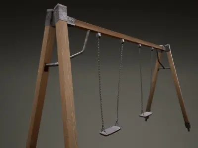 3D low poly PBR playground chain swing Low-poly 3D model