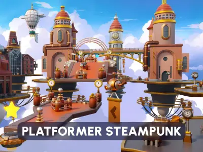 Platformer 13 Steampunk Low-poly 3D model