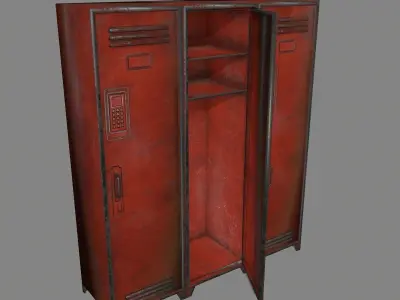 locker 4 metal lockers - metal lockers Low-poly 3D model