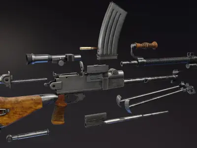 Nambu Type 99 LMG Low-poly 3D model