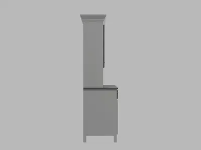 Rustic Shaker Hutch Low-poly 3D model