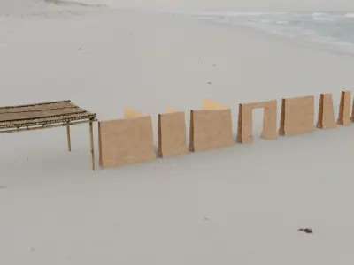 Modular Desert Walls Low-poly 3D model
