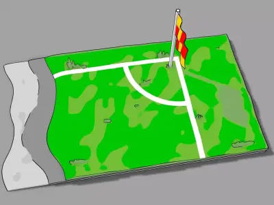 2D Sports Pitch Layers Low-poly 3D model