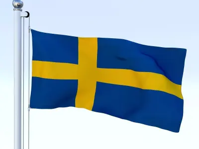 Animated Sweeden Flag Low-poly 3D model