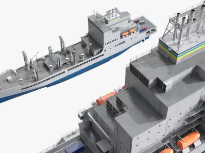  Logistics Fleet Tanker Ship with Blue Underside Grey Simplified 