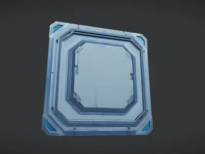 futuristic metal door panel 3D model