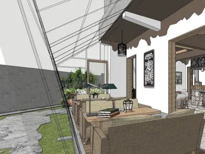 Homestay-Garden Restaurant Book Bar 3D model