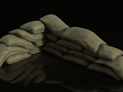 Urban and Military Sandbag Wall Free 3D model