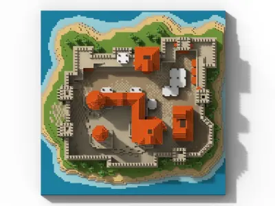 Voxel Castle Low-poly 3D model