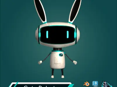 Cute Robot Low-poly 3D model