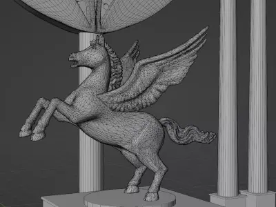 Winged Horse Monument  Low-poly 3D model