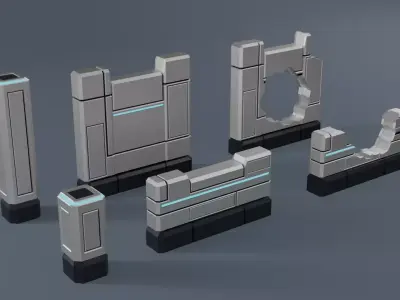 Low Poly Sci-Fi Defense Essentials Pack D-003 Low-poly 3D model