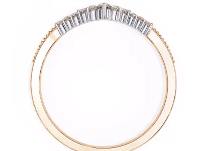 Elegant Crown V Curve Diamond Ring 3D print model