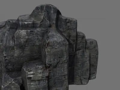 Rocks rock formation in middle of city Low-poly 3D model