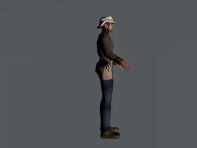 Rigged character 98 game animations Low-poly 3D model