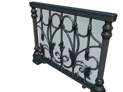 Elegant Wrought Iron Railing Section Low-poly 3D model