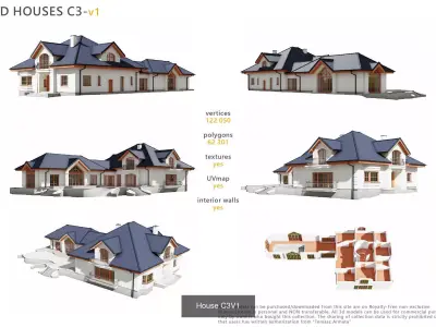 Collection of Houses 3 - 12models 3D Model Pack