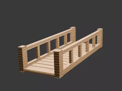 Wooden Bridge Pack 5 Game Ready Environment Assets Low-poly 3D model