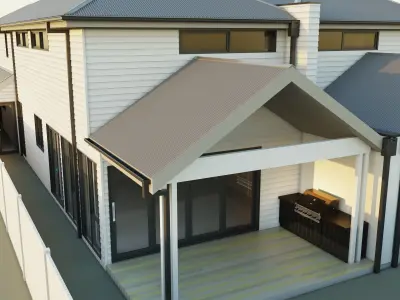 Double story house for backgrounds-no textures 3D model