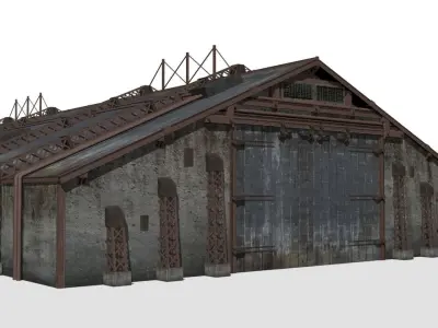 Concrete Hangar Low-poly 3D model