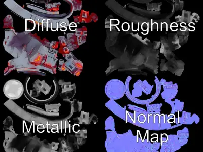 Futuristic Robotic Hand model pack Low-poly 3D model