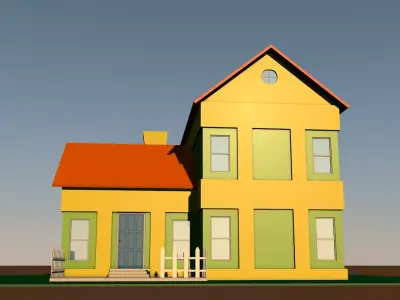 Cartoon house  Low-poly 3D model get