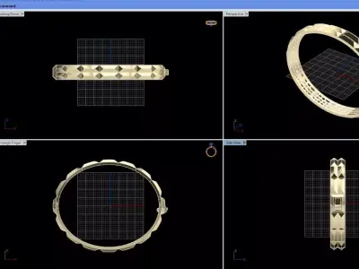 Faceted Rigid Bangle with Geometric Surface 3D print model