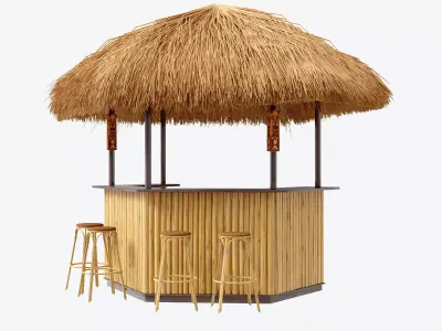 beach bar bamboo restaurant 3D model