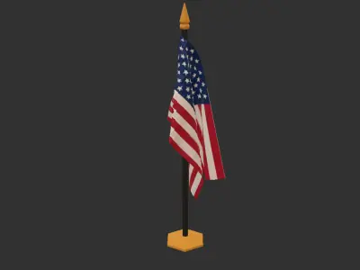 Flag USA American Free low-poly 3D model