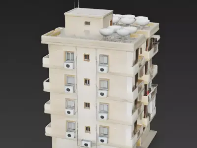 Mediterranean Residential Apartment Block 3D Model Low-poly 3D model