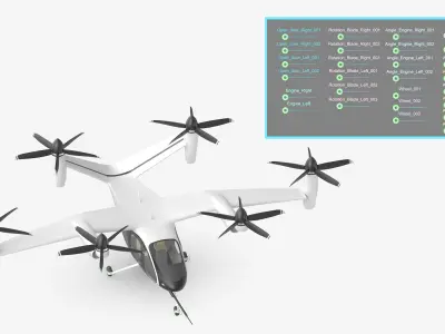  Urban Air Mobility Taxi with Enclosed Cockpit Rigged 