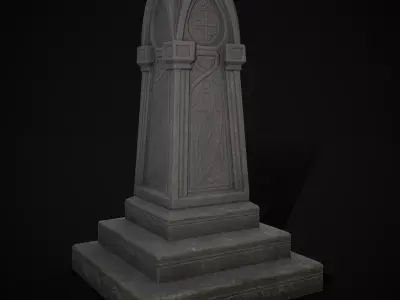 Gothic Obelisk Tombstone Low-poly 3D model