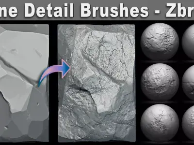 Stone Detail Brushes for Zbrush  Low-poly 3D model