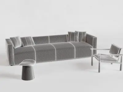 Breuer Sofa-Hyde Chair-Weston Accent Stool 3D model