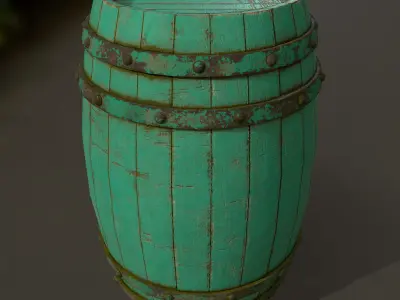 Wood  Barrel Low-poly 3D model