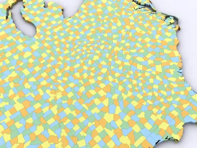 US Political Map with Counties 3D model