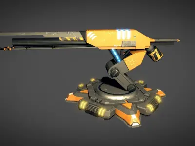 Rail Gun Turret Low-poly 3D model