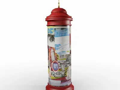 Classic Advertising Column Low-poly 3D model