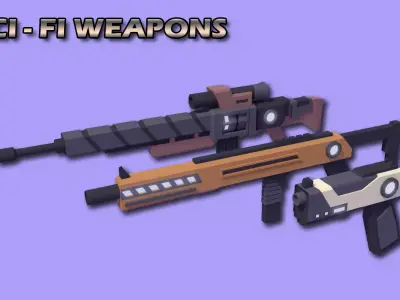Low poly Sci-Guns sniper rifle Low-poly 3D model
