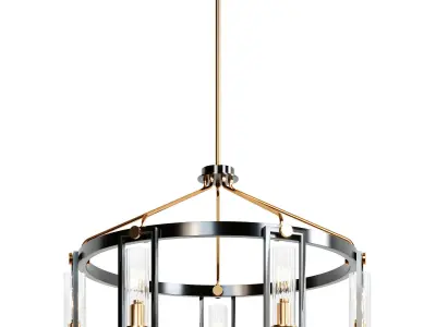 Ramos Matte Black and Warm Gold Ring Chandelier 3D model