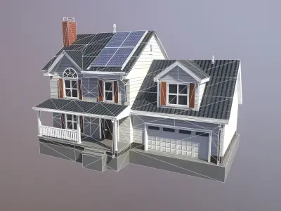 Modern Suburban House 2 Low-poly 3D model