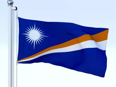 Animated Marshall Islands Flag Low-poly 3D model