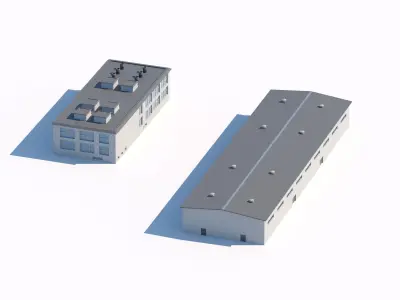 Industrial warehouse and office building pack 3D model