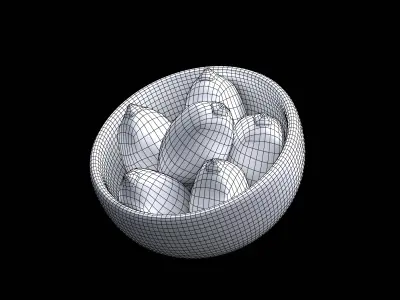 dates in bowl Low-poly 3D model