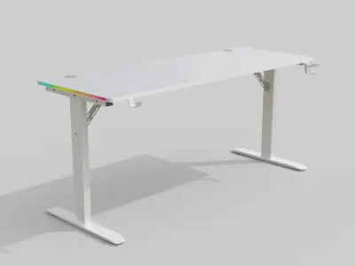 White Gaming Desk - High-Details Asset Low-poly 3D model