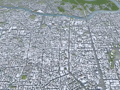 Pekanbaru Riau Indonesia 35km Low-poly 3D model