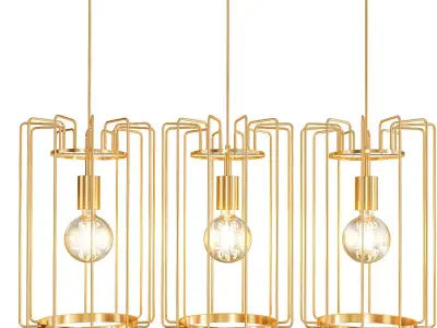 Chandelier gold cage pendant light - 3D model