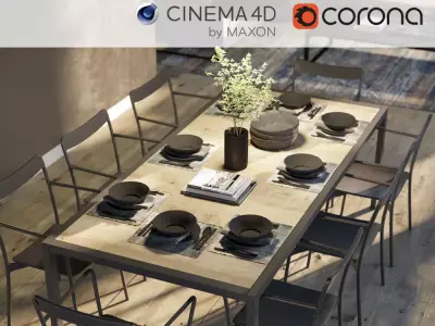 Corona - C4D Scene Files - Dining Room Interior 3D model 3D model