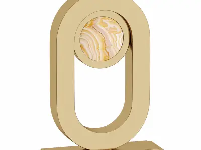 Lamp 2 gold table with marble base 3D model