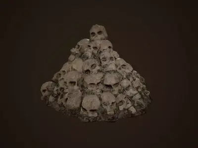 Stylized Skull Pile - Game Ready and 3D Print Compatible Low-poly 3D model